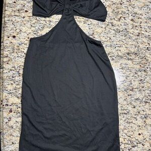 SHEIN Black Ribbed Halter Dress